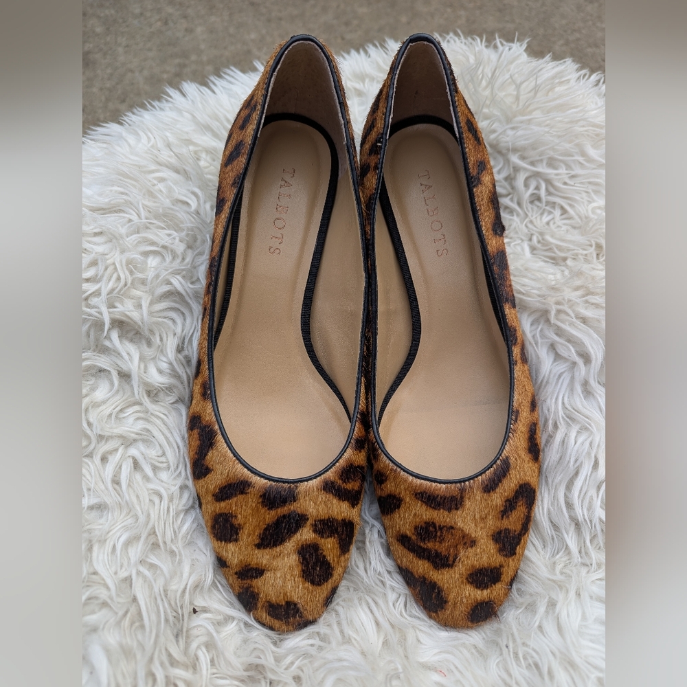 Women's Talbot's Cheetah Leather Chunky Pumps Size 8.5M NWOT